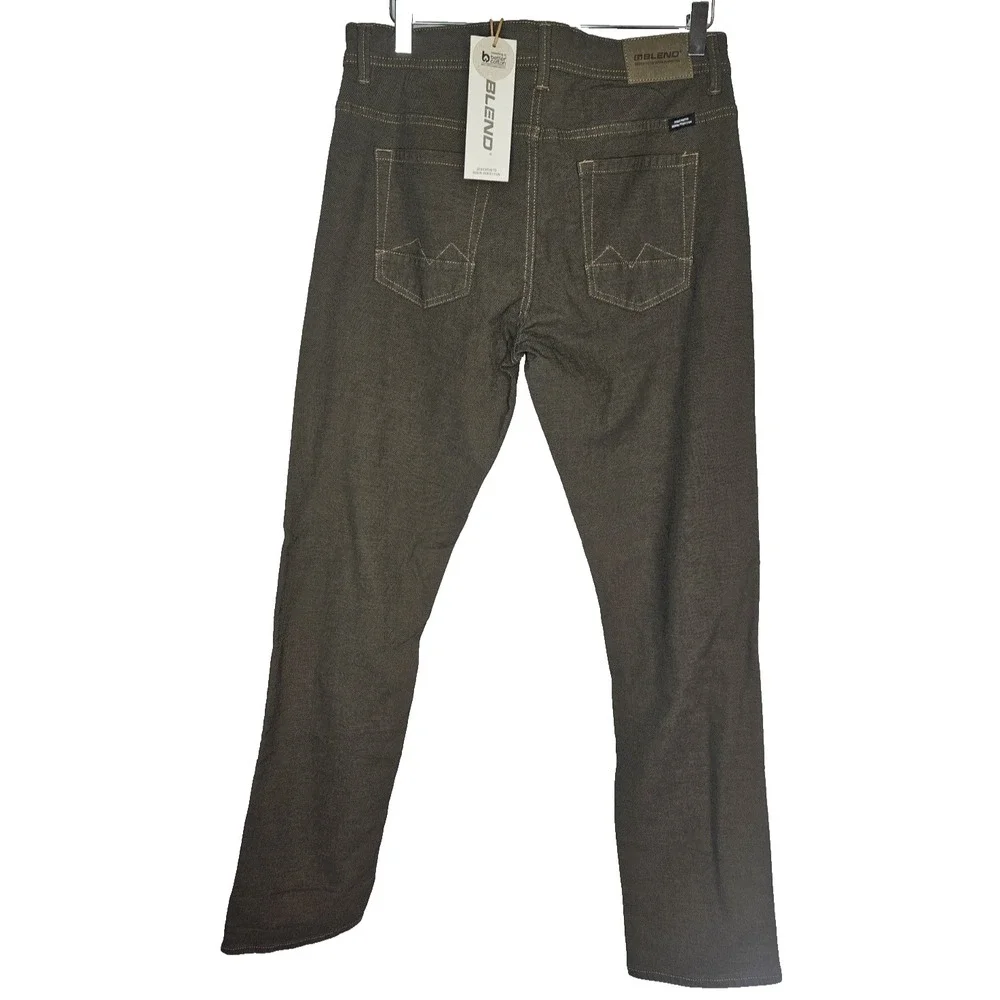 Blend Men's Pants 32x32 Brown Textured Straight Leg Casual Denim‎ Look